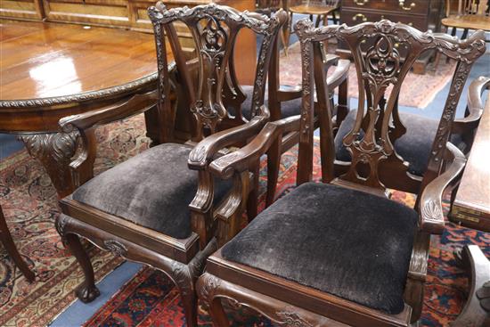A set of eight Chippendale style chairs